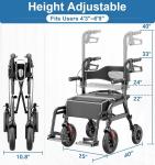 2-in-1 Rollator Walker Wheelchair Combo 10in All-Terrain 350lb - NIB