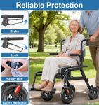 2-in-1 Rollator Walker Wheelchair Combo 10in All-Terrain 350lb - NIB