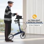 Ultralight Carbon Fiber Rollator Walkers for Seniors Lightweight at Only 13lbs, Foldable Carbon Rolling Walker with Organizer Bag, Seat and 8'' Wheels for Travel & The Elderly (Blue, Taller Model)