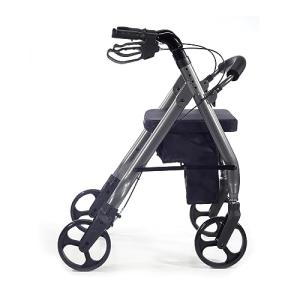Comodità Prima Rolling Walker, Wheeled Rollator with Extra Wide Seat and Brakes for Adults and Seniors, Easy Folding, Metallic Graphite