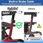 RollisRoll Walkers for Seniors with Seat, Foldable Rollator Walker, Reinforced Aluminum Frame, 10" Big Rubber Wheels for All Terrain, Built-in Cable, Lightweight Rolling Walker, Burgundy