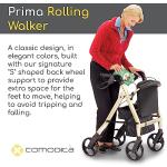 Comodità Prima Rolling Walker, Wheeled Rollator with Extra Wide Seat and Brakes for Adults and Seniors, Easy Folding, Metallic Graphite
