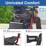 RollisRoll Walkers for Seniors with Seat, Foldable Rollator Walker, Reinforced Aluminum Frame, 10" Big Rubber Wheels for All Terrain, Built-in Cable, Lightweight Rolling Walker, Burgundy