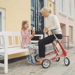 byACRE Carbon Ultralight Rollator Walker with Organizer Bag, Compact Track, 16" x 22" Seat (W x H), Black