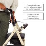 Comodità Prima Rolling Walker, Wheeled Rollator with Extra Wide Seat and Brakes for Adults and Seniors, Easy Folding, Metallic Graphite