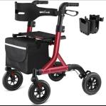 Rollator Walker with Non-Pneumatic Tires - All Terrain Rollator Walker with Seat