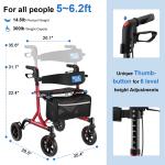Rollator Walker with Seat- Fold Up Heavy Duty Mobility Walking Aid for Adult USA