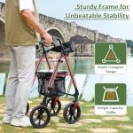 WALK MATE Rollator Walker for Seniors, 10 Inch Big Wheels, Reinforced Aluminum Frame 350lb Weight Capacity, Foldable All Terrain Rolling Walker with Seat, Lightweight Adjustable Height, Grey