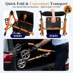 Cosydora Rollator Walkers for Seniors with Seat, 13.6 Lbs Ultra Lightweight Foldable Rolling Walker, 350Lbs Heavy Duty Aluminum, 8" All Terrain Wheels, Dual Adjustable Height, Light Orange