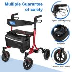 Rollator Walker with Seat- Fold Up Heavy Duty Mobility Walking Aid for Adult USA