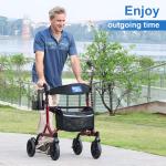 Rollator Walker with Seat- Fold Up Heavy Duty Mobility Walking Aid for Adult USA
