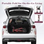 Fvzzin Upright Rollator Walker, Heavy Duty Stand Up Walkers for Seniors with Seat and Reversible Backrest, Foldable Standing Rollator with 8" Anti-Slip PU Wheels, Red