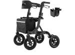 MAXWALK Foldable Rollator Walker Seat 10" Rubber Wheels All Terrain Senior Black