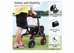 MAXWALK Foldable Rollator Walker Seat 10" Rubber Wheels All Terrain Senior Black