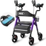 VOCIC Walkers for Seniors, Upright Walker with Adjustable Armrests, Z22 GelCool Stand Up Walker with Ergo Seat & Backrest, 8" All Terrain Rollator with 300lb,Cup& Cane Holder