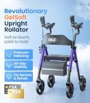 VOCIC Walkers for Seniors, Upright Walker with Adjustable Armrests, Z22 GelCool Stand Up Walker with Ergo Seat & Backrest, 8" All Terrain Rollator with 300lb,Cup& Cane Holder