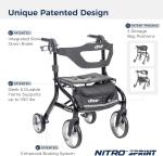 Drive Medical Nitro Sprint Rollator Walker Heavy Duty w/Seat#1142RT2