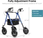 Elenker All-Terrain 10" Rollator Walker with Padded Seat Backrest Senior 300 lb