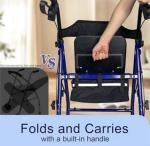 Foldable Rollator Walker with Seat for Seniors – All-Terrain Wheels 