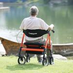 OasisSpace Heavy Duty Foldable Rollator Walker Orange Seat 450lb Capacity