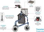 NOVA Traveler 3-Wheel Rollator Walker, All Terrain 8” Wheels- No Ship FL, ND, Ok