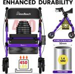 BlessReach Heavy Duty Rollator Walker Adjustable Height Seniors 450 lb Purple