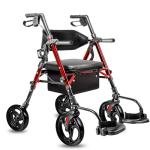 2-in-1 Foldable Rollator Walker with Extra Wide Seat