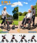 2-in-1 Foldable Rollator Walker with Extra Wide Seat