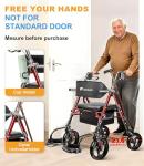 2-in-1 Foldable Rollator Walker with Extra Wide Seat