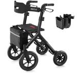 All-Terrain Rollator Walker w/Seat, 12" Big Rubber Wheels, & Backrest, 5.3-7 ft.
