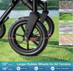 All-Terrain Rollator Walker w/Seat, 12" Big Rubber Wheels, & Backrest, 5.3-7 ft.