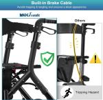 All-Terrain Rollator Walker w/Seat, 12" Big Rubber Wheels, & Backrest, 5.3-7 ft.