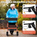 Heavy-Duty Rollator Walker, 450lb Capacity & 18" Big Seat, Foldable & Adjustable