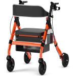 Heavy-Duty Rollator Walker, 450lb Capacity & 18" Big Seat, Foldable & Adjustable