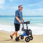 MAXWALK All-Terrain Rollator Walker for Seniors 10"Rubber Wheels Foldable Walker