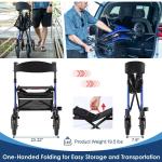 MAXWALK All-Terrain Rollator Walker for Seniors 10"Rubber Wheels Foldable Walker
