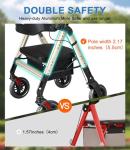 FlyingJoy Rollator Walker with Seat,450Lb Rolling Walker, Extra-Wide Heavy-Duty Rollator Walker with Seat and Brakes for Seniors and Adults Bariatric with Large Aluminum (Champagne)