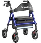 Rollator Walkers with Seat for Seniors, Foldable 8" Big Wheels All Terrain Rolling Walker, Handles and Ergonomic Seat Height Adjustable, 350 lb