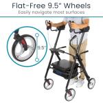Vive Bariatric Upright Walker with Seat - Heavy Duty Senior Stand Up Rollator, Extra Wide Frame - Padded Armrest & Backrest -Mobility Aid Portable Rolling Walker with Bag - Fits Tall & Large People