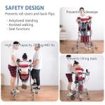 Gait Trainer Walker for Adults, Upright Walkers for Seniors with Seat and Brakes, Anti-Tilt and Rollover, Adjustable Height, Load Bearing: 200kg (440Ib)(Women)