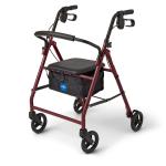 Medline Steel Rollator Walker for Adult Mobility Impairment Burgundy 350 lb