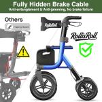 Walkers for Seniors, Rollator Walker with Seat, 12" Big Rubber Wheels All Terrain Rolling Walker with Backrest, Foldable Rollator Walker, Reinforced Aluminum Frame, Built-in Cable, Blue
