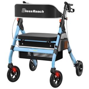 BlessReach Ultra Lightweight Rollator Walker with Seat