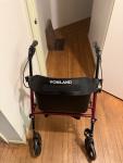 Walker Heavy Duty Folding Rolling Wide Seat Rollator with 4 Wheels Red