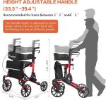 Lightweight Rollator Walker All-Terrain Foldable with seat and Adjustable Height