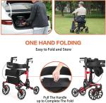 Lightweight Rollator Walker All-Terrain Foldable with seat and Adjustable Height
