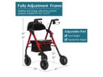 ELENKER All-Terrain Rollator Walker with 10” Non-Pneumatic Wheels, RED