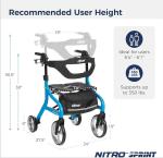 Drive Medical Nitro Sprint Rollator Walker Heavy Duty w/Seat Standard Size