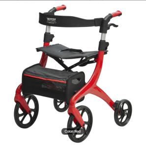 Heavy duty 4-Wheel Outdoor Rollator Walker w/ Seat, Folding, 300 lb Capacity