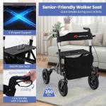 All Terrain Rollator Walker w/ Seat & Bag – Lightweight Foldable 350lb